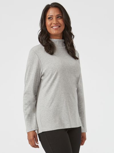 PENNY PLAIN  Silver Marl High Neck Top