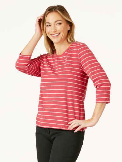 PENNY PLAIN  Berry Striped Top
