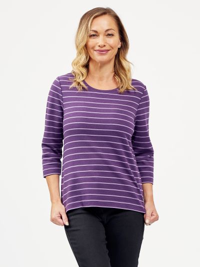 PENNY PLAIN  Mulberry Striped Top