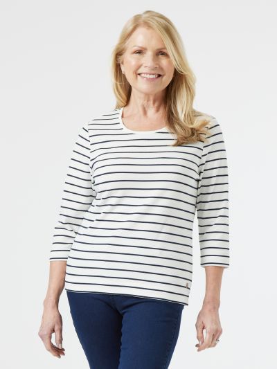 PENNY PLAIN  Ivory  Striped Top