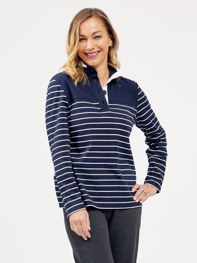 PENNY PLAIN  French Navy Striped Funnel Top