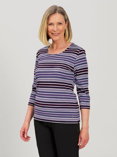 PENNY PLAIN  Mulberry Striped Top