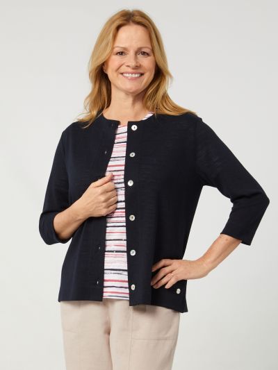 PENNY PLAIN Navy Front Button Cardigan