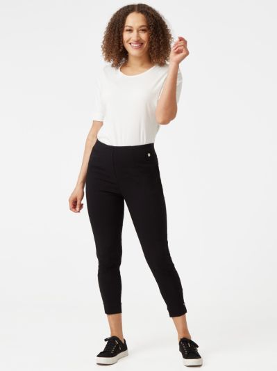 PENNY PLAIN  Black Cropped Bengaline Trousers