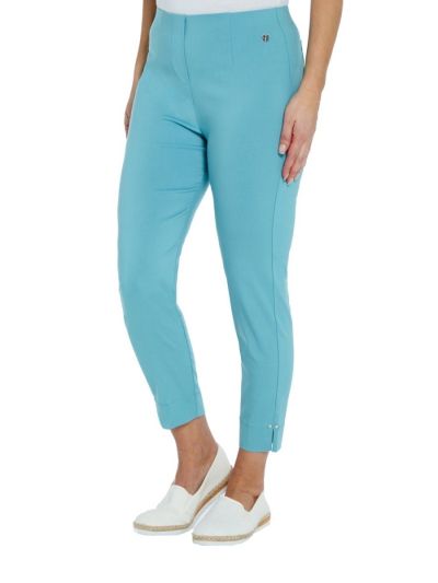 PENNY PLAIN  Turquoise Cropped Bengaline Trousers