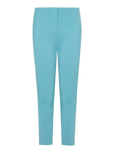 PENNY PLAIN  Turquoise Cropped Bengaline Trousers