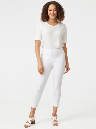 PENNY PLAIN  White Cropped Bengaline Trousers