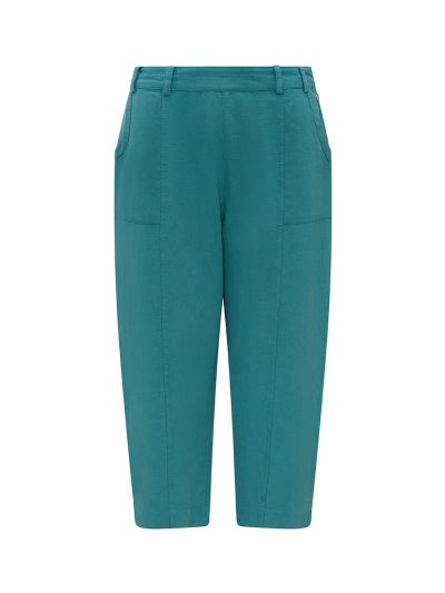 PENNY PLAIN  Linen Blend Cropped Trousers - Sea Green
