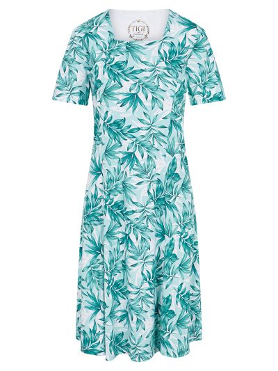 TIGI  Turquoise Leaf Print Dress