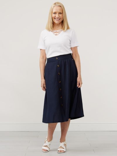 TIGI  French Navy Linen Skirt
