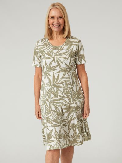 TIGI Bamboo Leaf All Over Print Dress