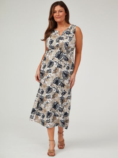TIGI Palm Leaf Print Maxi Dress