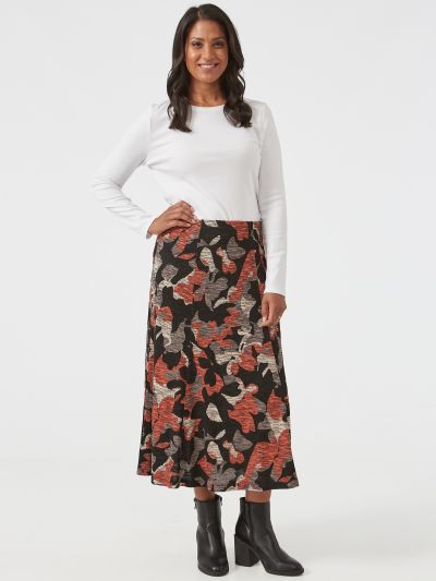 VIZ-A-VIZ  Abstract Floral Print Skirt