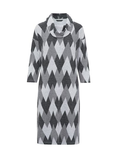 VIZ-A-VIZ Argyle Print Cowl Neck Dress